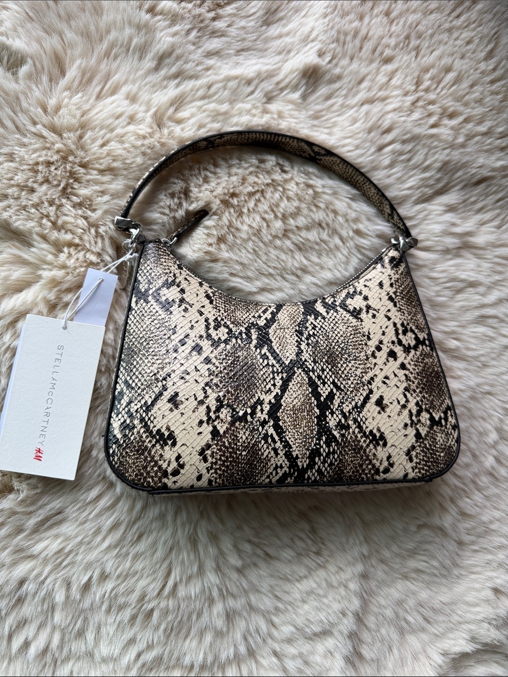 Stella McCartney Neutral Snake-Print Shoulder Bag